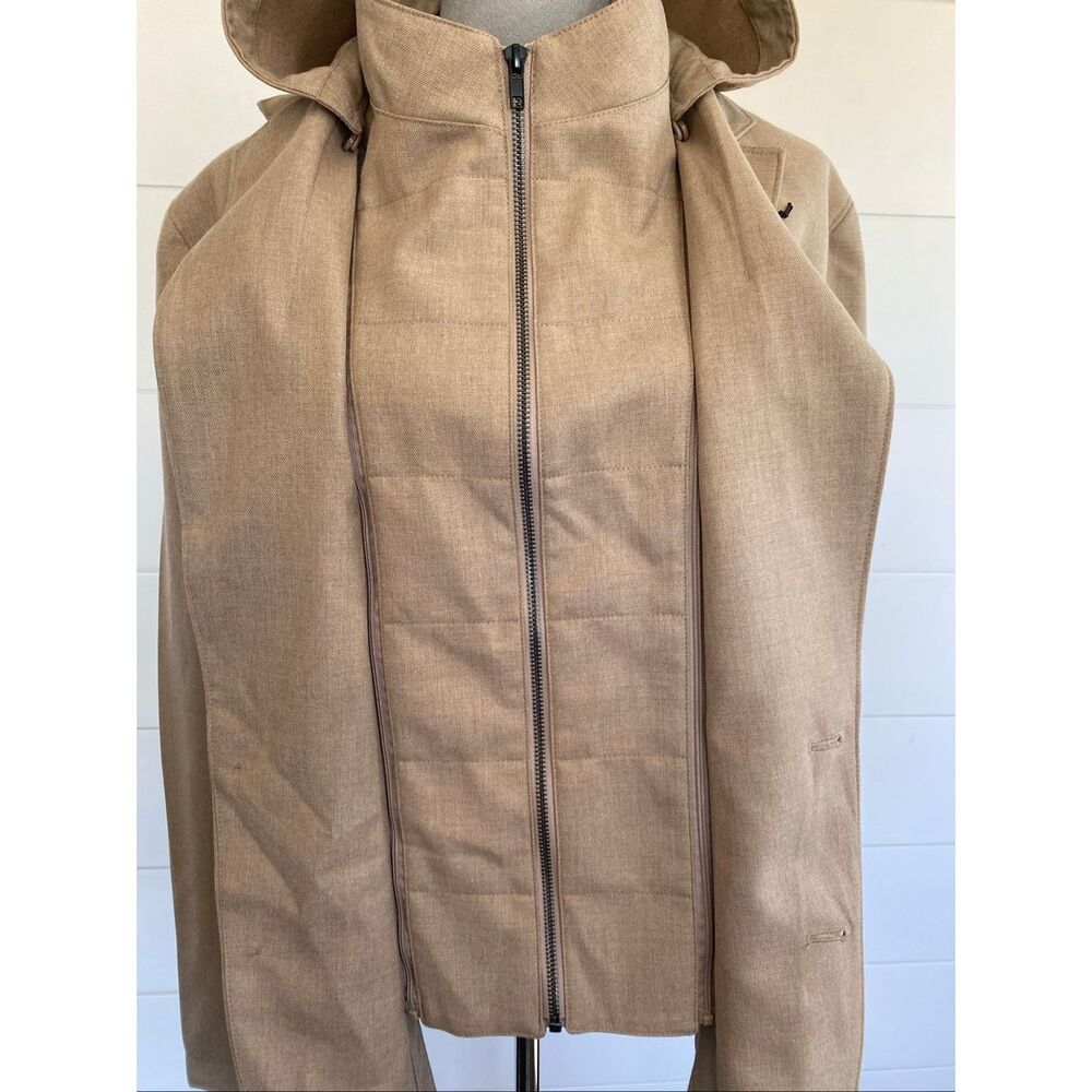 GIASONE Austin Hood Detachable Casual Blazer Jacket Camel Sport Coat Sz 44 R NEW - Picture 4 of 11